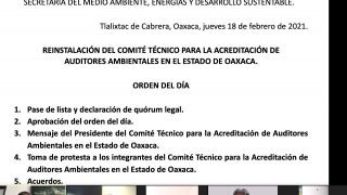 Miniatura: Reactiva Semaedeso el Comité Técnico para la Acreditación de Auditores Ambientales en Oaxaca