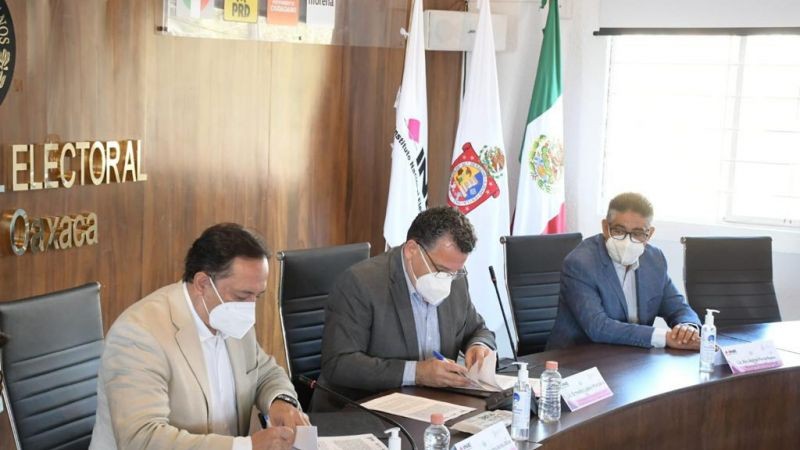 Firman IEEPO, INE y el IEEPCO convenio de colaboración que facilite uso de escuelas públicas en el Proceso Electoral Local 2022