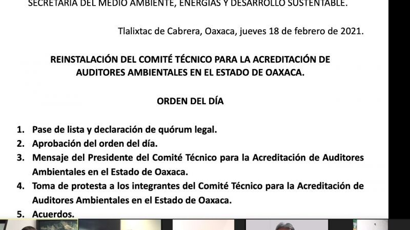 Reactiva Semaedeso el Comité Técnico para la Acreditación de Auditores Ambientales en Oaxaca
