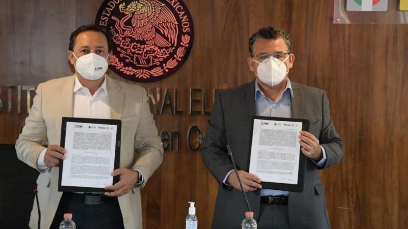 Firman IEEPO, INE y el IEEPCO convenio de colaboración que facilite uso de escuelas públicas en el Proceso Electoral Local 2022