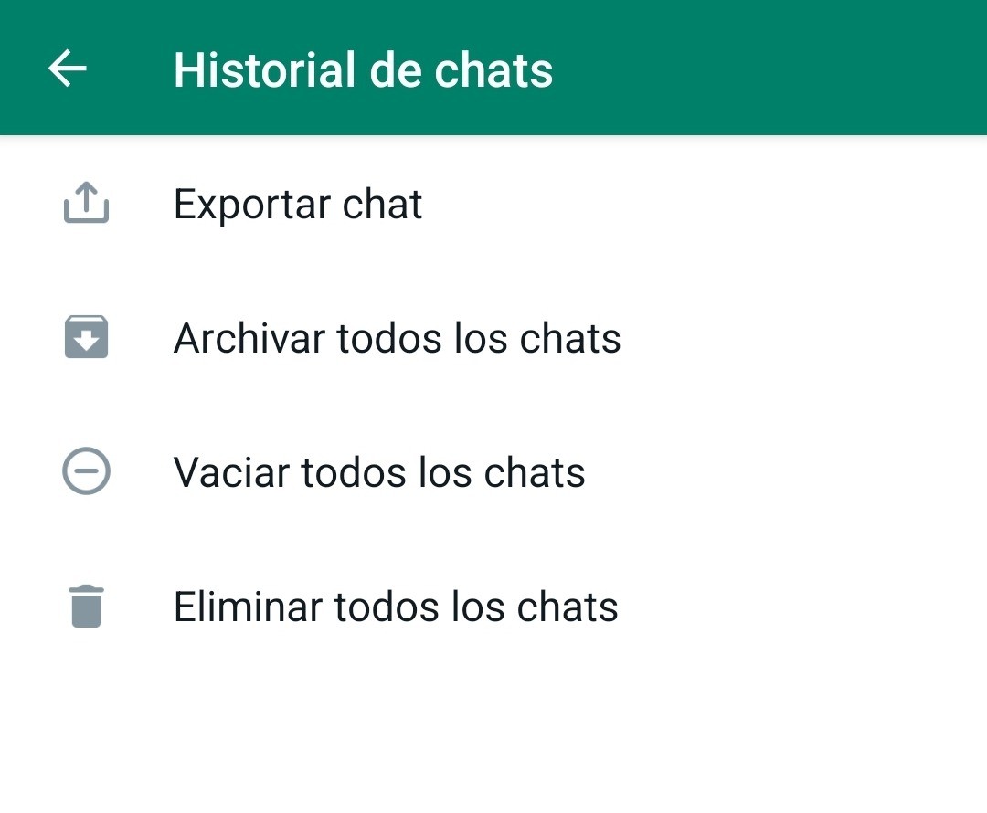 Es posible archivar todos los chats de una vez